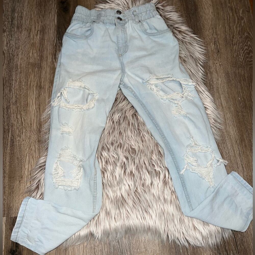 Refuge denim women’s distressed mom jeans